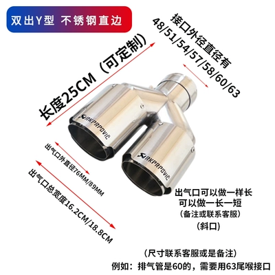 Tail Cover Decoration Upgrade, Exhaust pipe - double-y-shaped-stainless-steel-straight-edge-air-outlet-7689-original-parking-space-replacement
