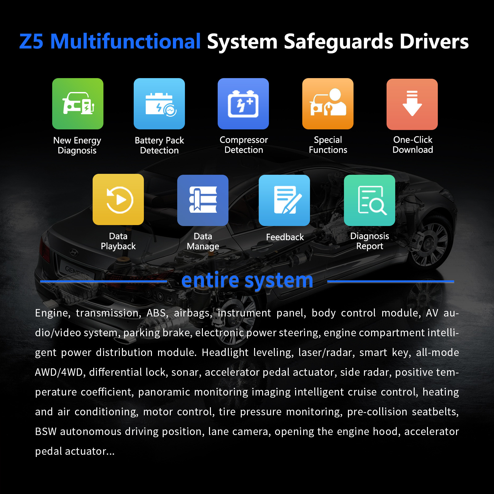 New energy vehicle fault diagnostic instrument battery pack single cell voltage three electric system OBD mobile phone detector
