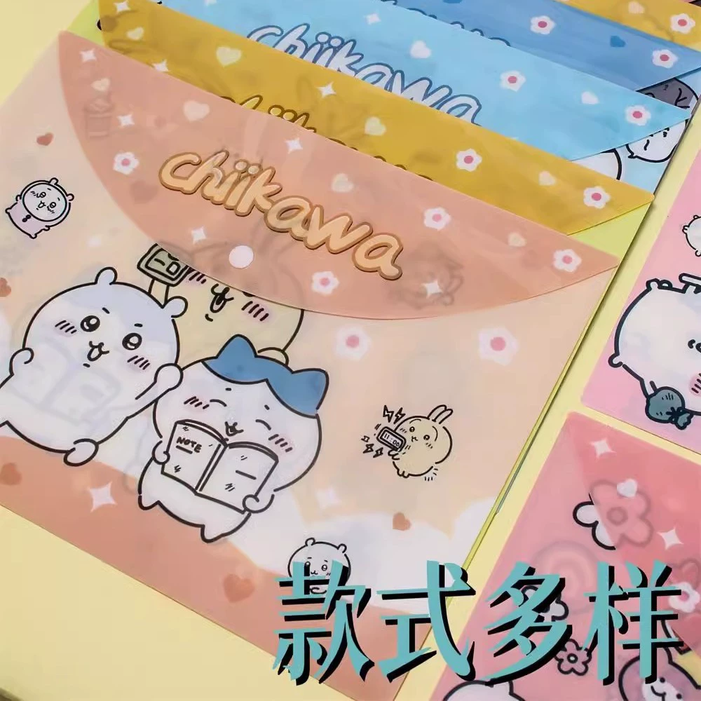 Цветная сумка для документов Chiikawa Jiyi A4, файл, папка для хранения учебных материалов, специальный тестовый лист, защелка, складывающаяся папка
