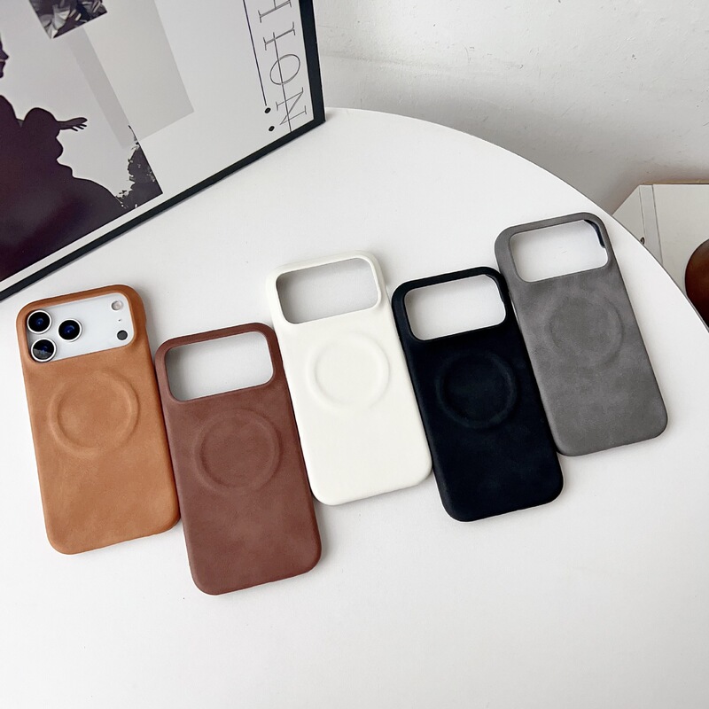 iPhone17ProMaxに適した新モデル、肌のような質感のシープスキンレザー磁気吸着携帯電話ケース、Apple 16落下防止保護カバー15|undefined