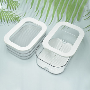 Cross-border Hot-selling PET Bacon Box Refrigerator Fit Box Food Preservation Box Three-layer Rectangular with Lid