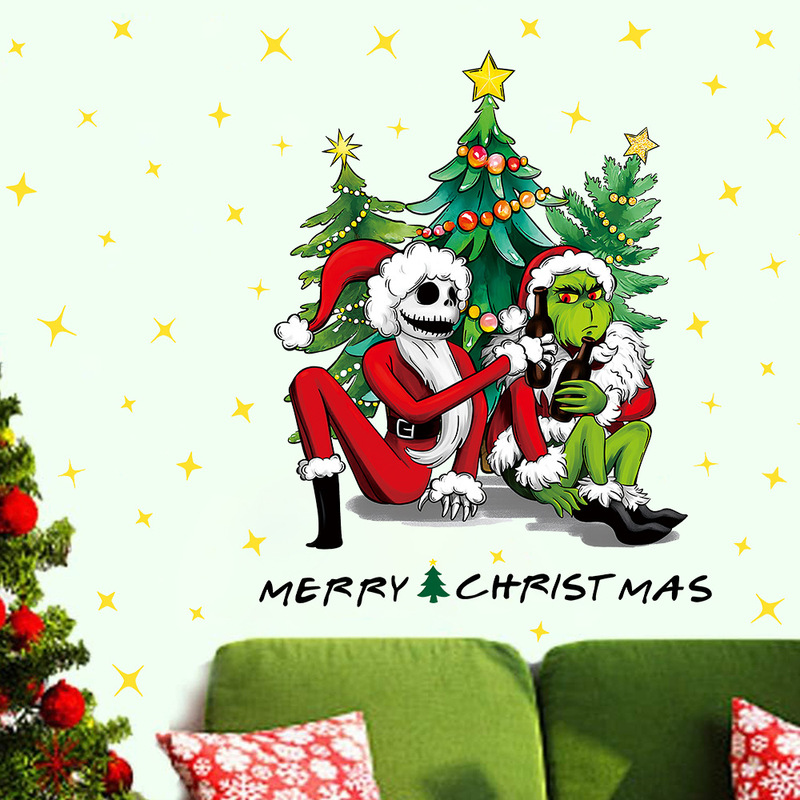 国境を越えたクリスマスの雪の窓はショーウインドーのガラスの祝日を貼ります。|undefined
