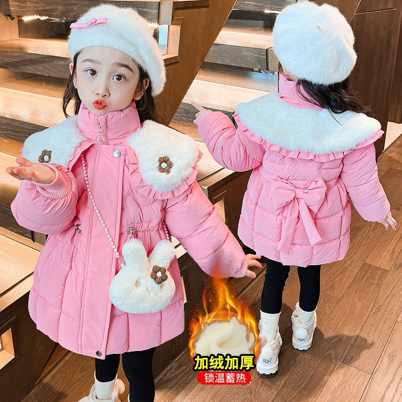Winter children's long warm down jacket, western style, mid-length
