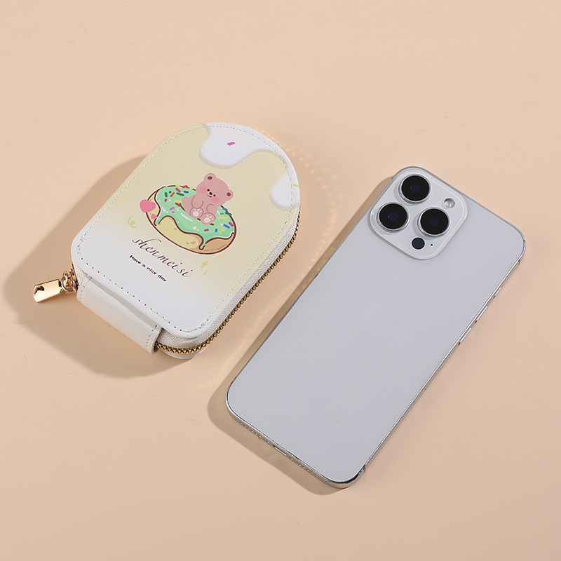 Bolso de tarjeta de órgano lindo de oso de dibujos animados transfronterizo Bolso de identificación de múltiples tarjetas para mujer Bolso de almacenamiento de tarjeta de gran capacidad para hombre