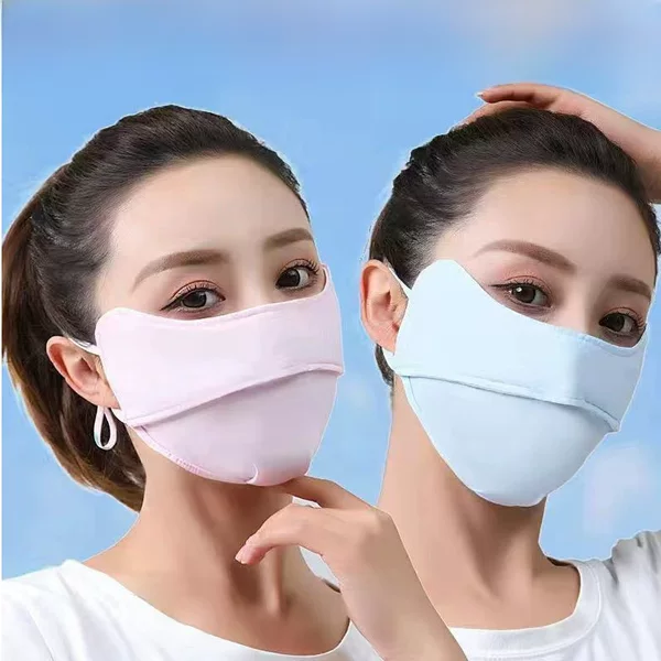 Summer ice silk sun protection mask female UV protection outdoor riding sun protection open breathable cool wind thin mask Cotton