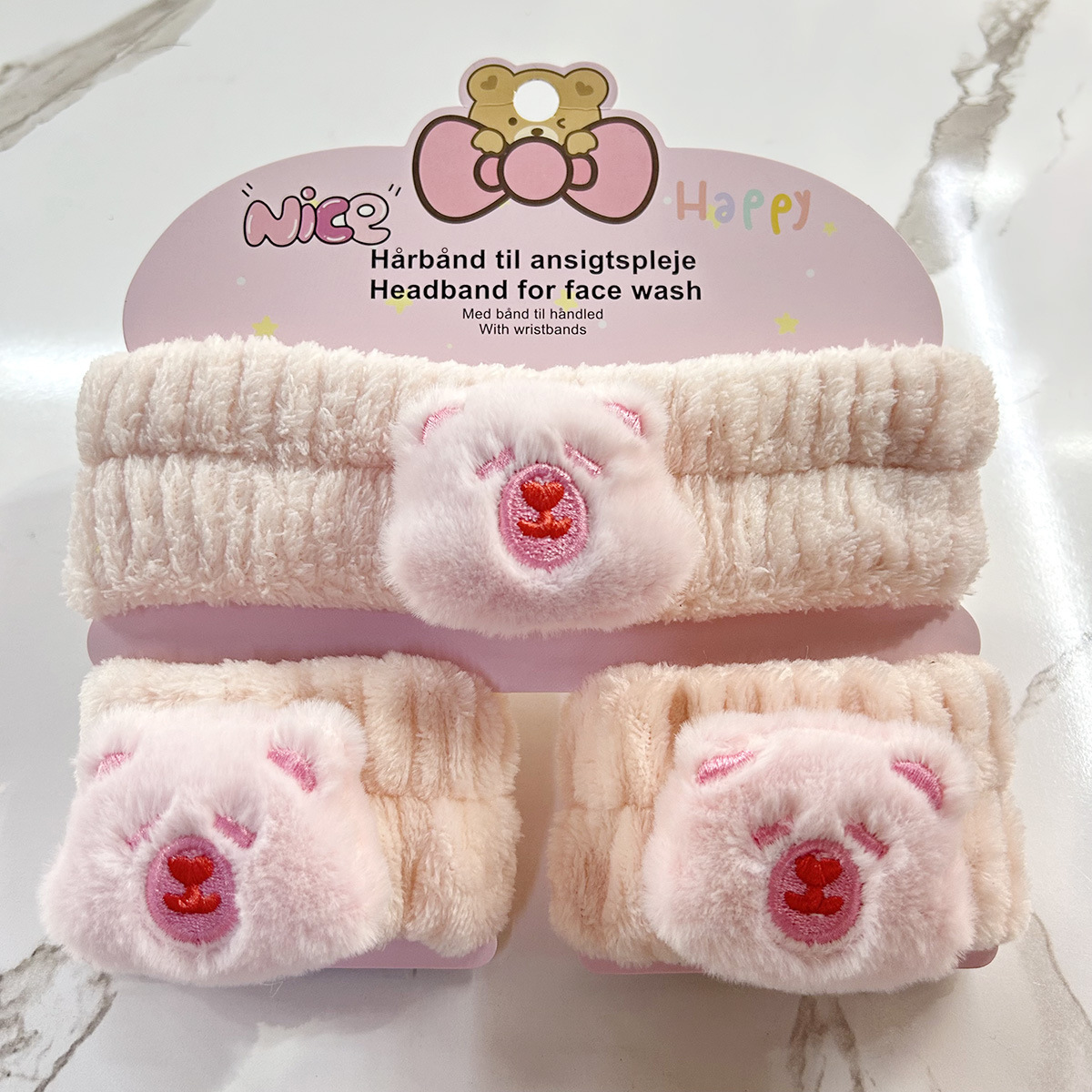 Banda de cabello de moda con tarjeta de papel dulce decoración de animales pequeños de peluche de lavado banda de cabello de dibujos animados correa de muñeca tridimensional