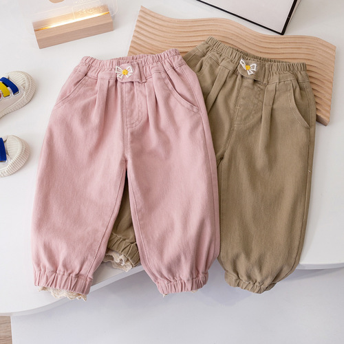 Ladies' Spring and Autumn Outwear Lantern Pants  New Korean Style Casual Matchable Butterflies Knot Children's Halter Edge Pants