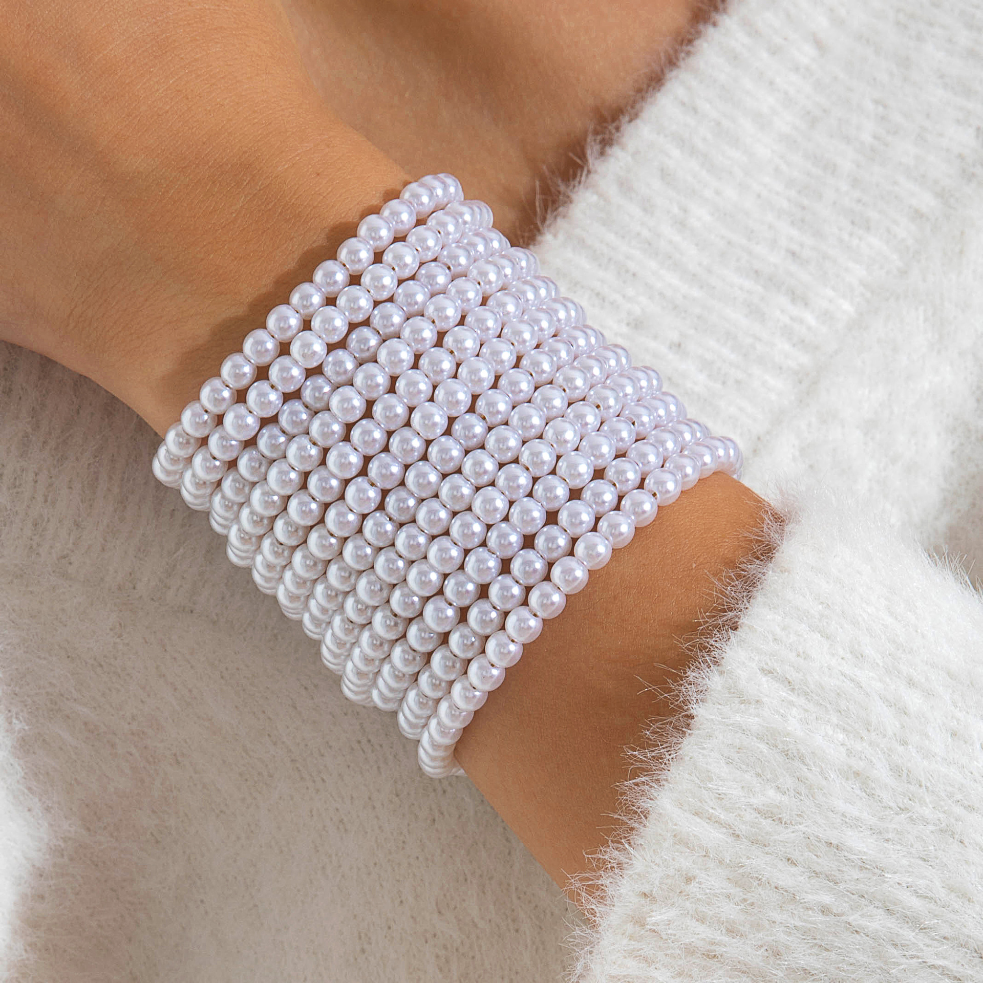 Elegant Multi-layer Pearl Bangle Set For Women Luxury Bracelet_voghion.com