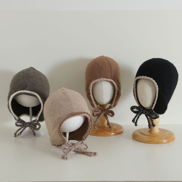 Sombreros para niños coreanos ins otoño e invierno sombreros de lana de punto simples para hombres y mujeres, gorros de protección para los oídos cálidos de estilo occidental para bebés