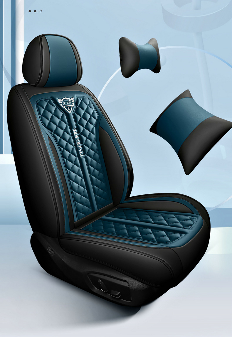 New Amazon Foreign Trade Model Five-Seater Full Leather Diamond-Shaped All-Season Comfortable Breathable Car Seat Cushion Cover