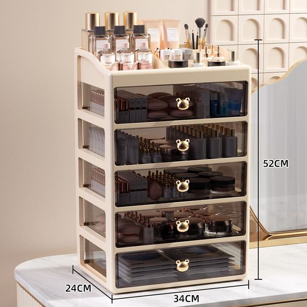 Cosmetic Storage Box, High-End Desktop Lipstick Box, Multi-Layer Makeup Box, Light Luxury Drawer-Style Storage Box Wholesale