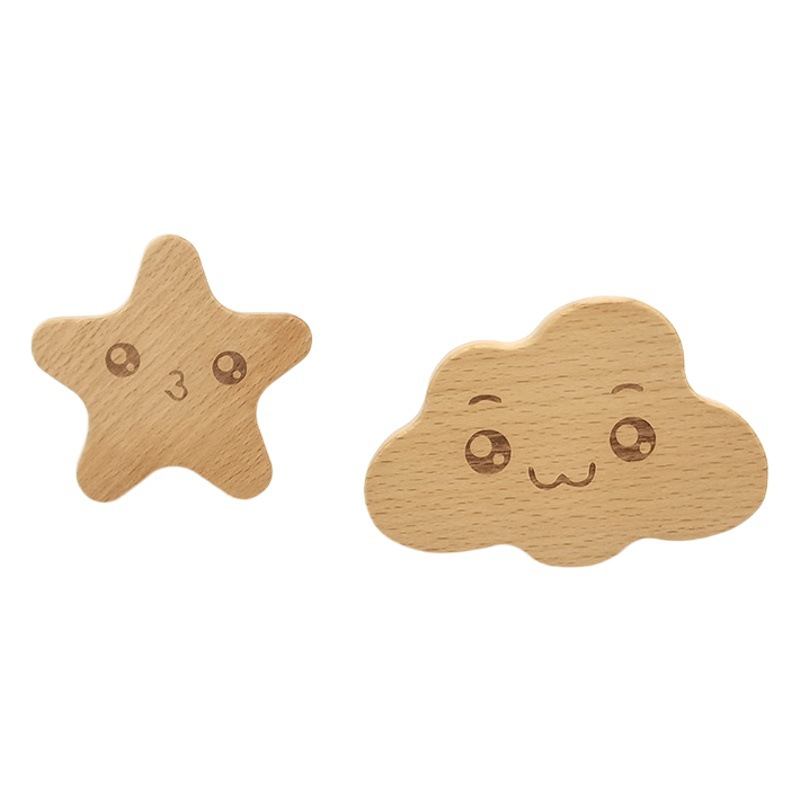 Creative Children's Home mango de madera Haya nube gabinete manija de la puerta de madera maciza estrella de cinco puntas lindo cajón mango de madera