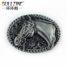 BULLZINE 锌合金古锡西部牛仔马头皮带扣03190 复古休闲腰带扣