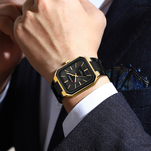 CURREN Square Watch 2024 New Model 8457, Simple and Casual Business Three-Hand Stainless Steel Men's Watch