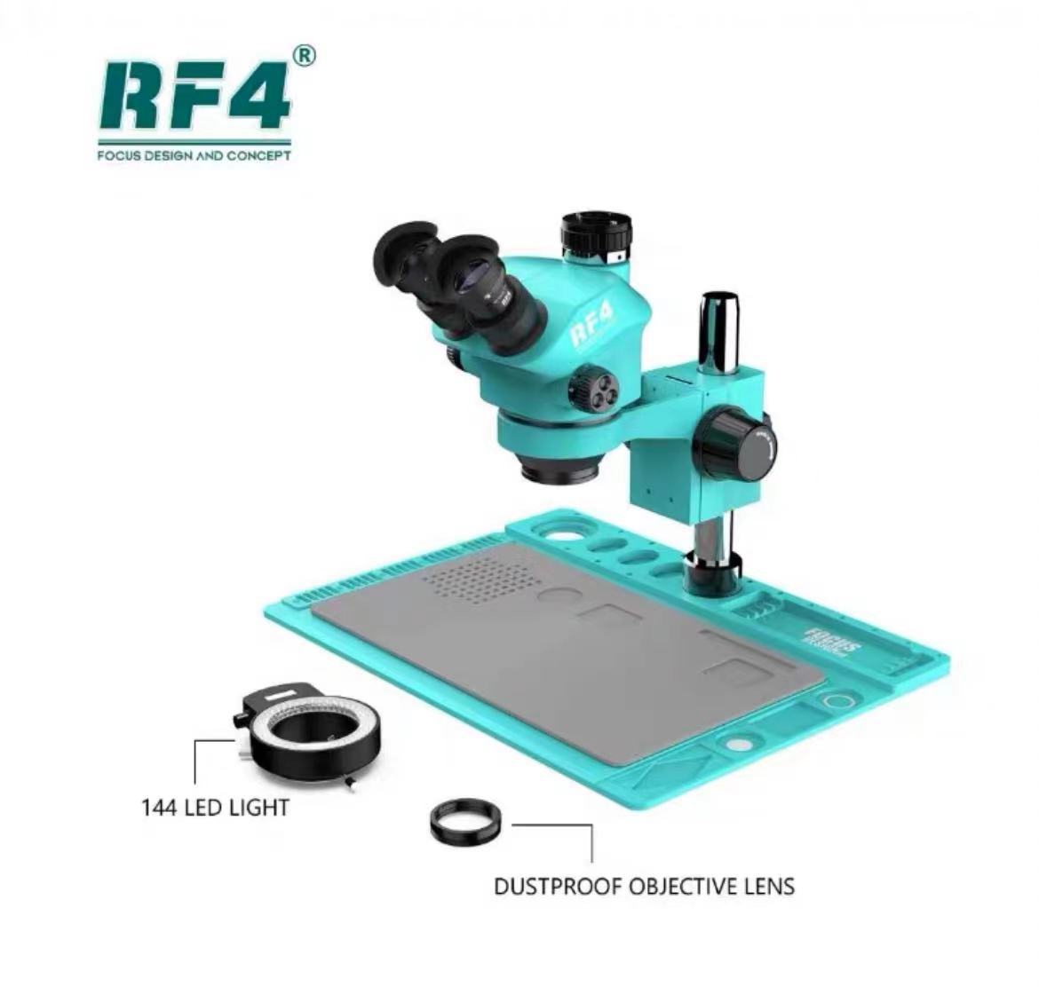Microscopio de alta potencia RF4 mantenimiento de la placa base del teléfono móvil microscopio HD 7-50X Microscopio de zoom continuo de doble brazo