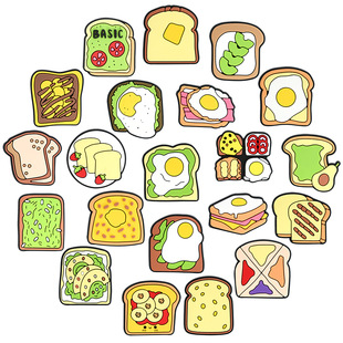 Cute Cartoon Toast Bread Decorative Cave Shoes Flower Shoes Buckle PVC Soft Glue Garden Shoes Accessories Jewelry Wholesale