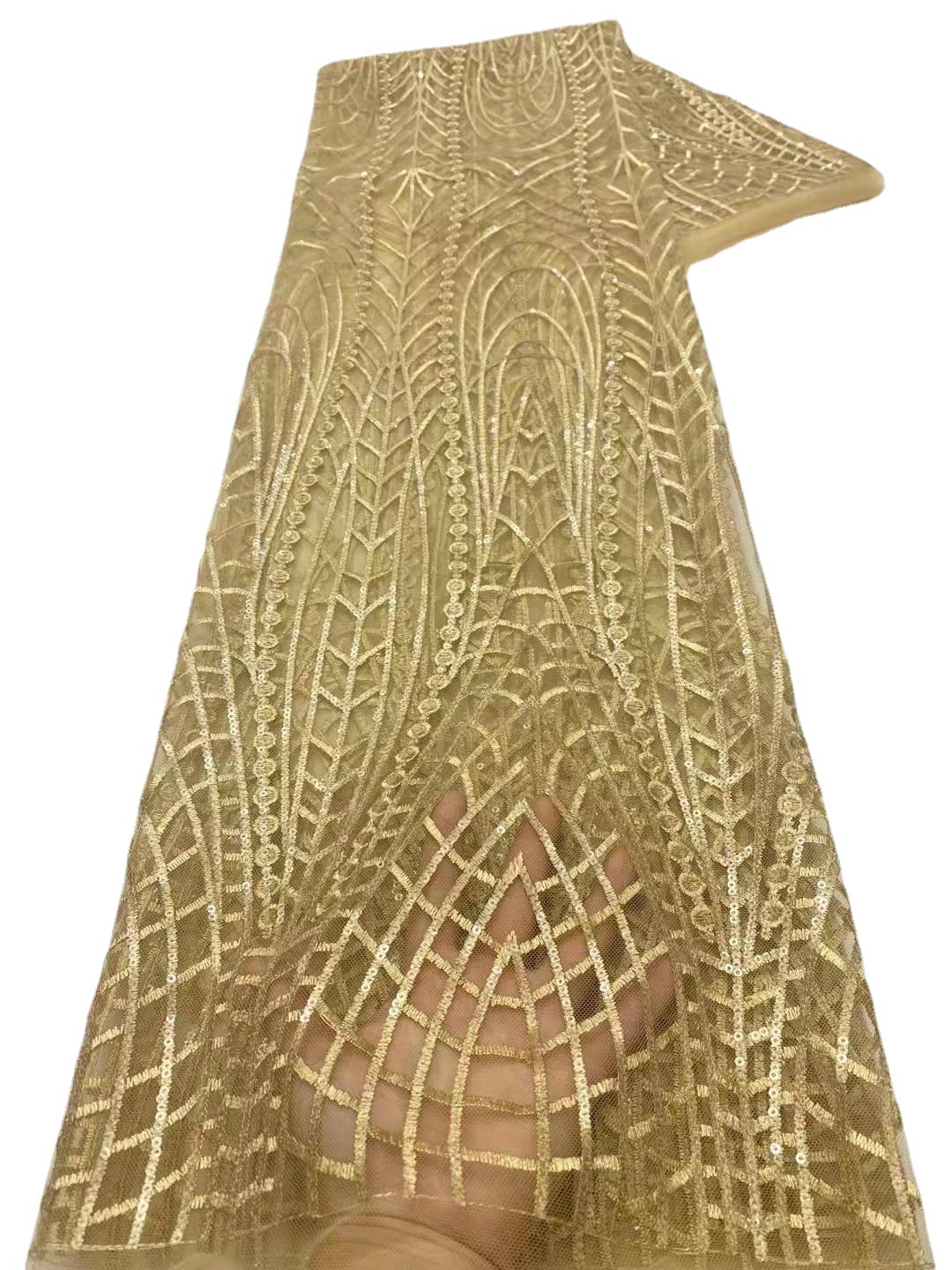 Clásico de alta gama popular de lentejuelas bordado de malla de perlas bordado exquisito vestido de flores vestido de novia de tela JX1746