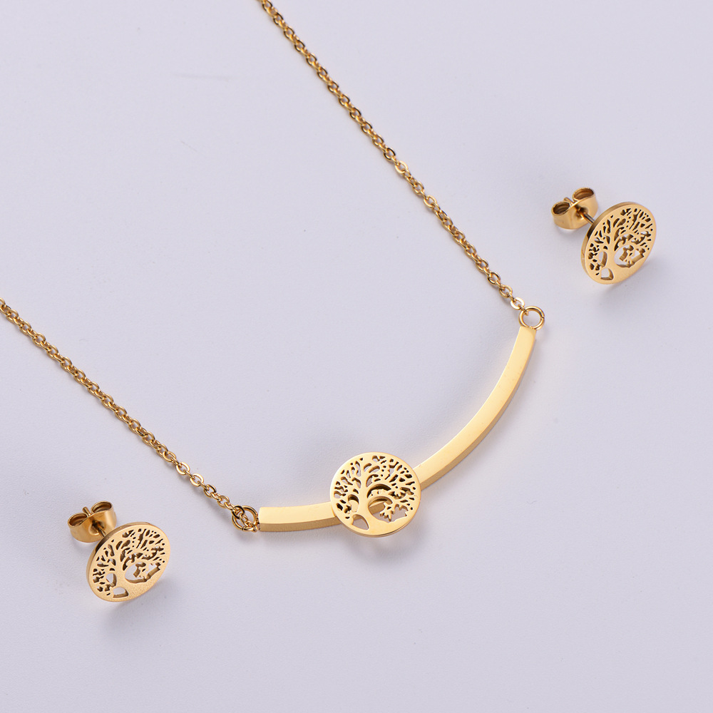 2022 New Elegant Fashion Hollow Tree Necklace Earrings Set