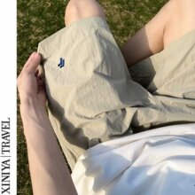 短裤男夏季薄款冰丝速干刺绣沙滩裤潮牌宽松篮球五分休闲运动裤子