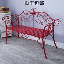阳台长椅双人公园椅欧式金色结实铁艺沙发床室内户外休闲茶几简约