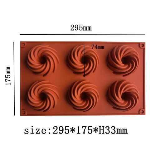 6连螺旋184巧克力饼干模蛋糕模具雪糕糖果硅胶模具