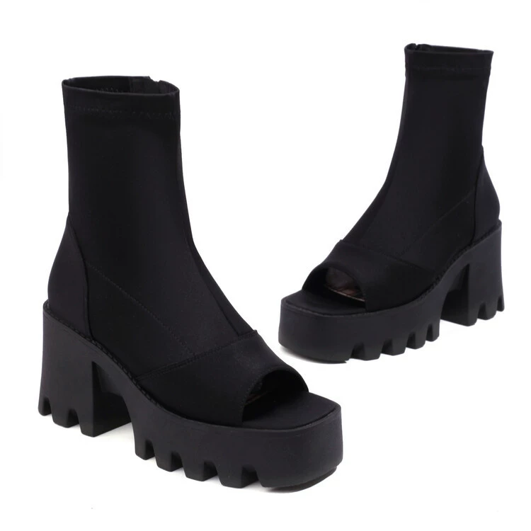 Platform summer ankle boots — elastic sock sandals, plus size, 2023, sizes 35–43