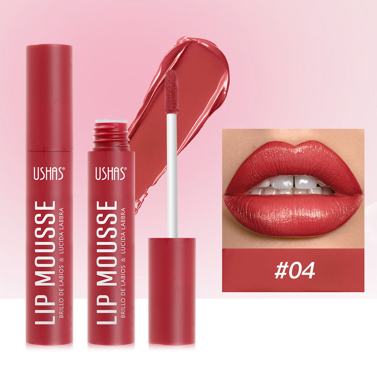 USHAS transfronterizo europeo y americano ahora mate de larga duración impermeable fino flash Amazon venta caliente esmalte de labios UC033A B