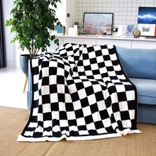 热销 半边绒A类母婴棋盘格针织毛毯 办公室午睡空调沙发毯子 定制