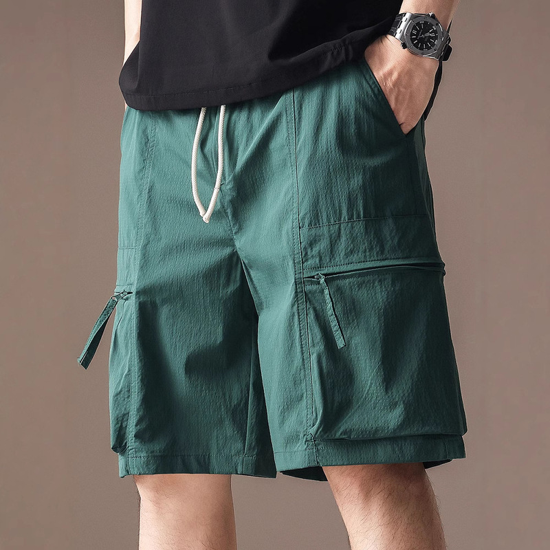 High-End Ice Silk Workwear Casual Shorts for Men, Loose Multi-Pocket Summer Thin Straight American Outdoor Quick-Drying Five-Point Pants High-End Ice Silk Workwear Casual Shorts for Men, Loose Multi-Pocket Summer Thin Straight American Outdoor Quick-Drying Five-Point Pants