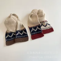 Красивый мальчик зимний жаккардовый вязаный узкий край шерстяной шарф для детей теплый нагрудник