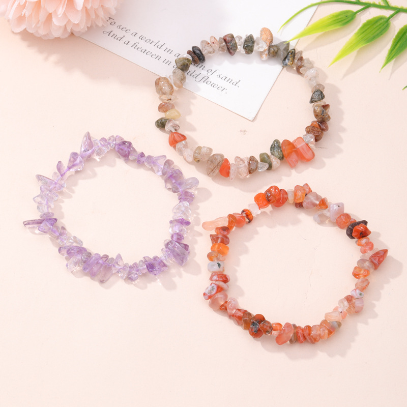 Organic red purple agate crystal bracelet natural stone handmade