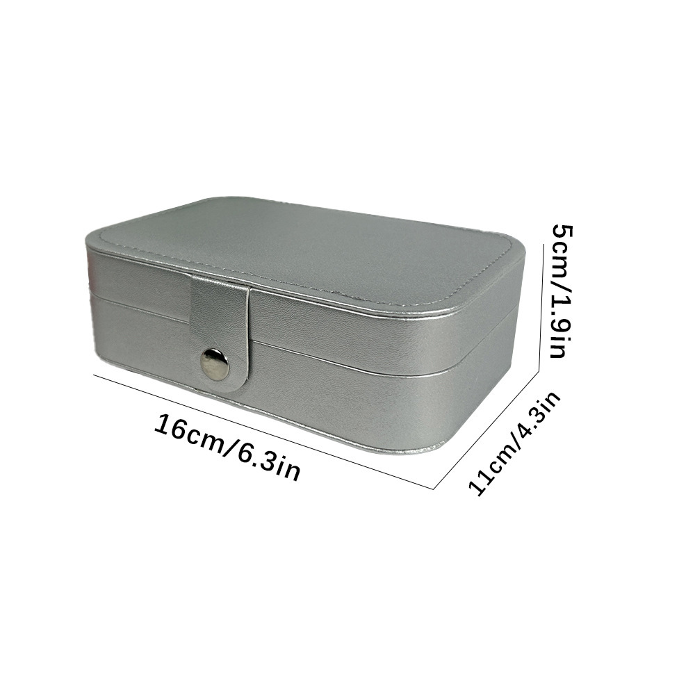 Caja de almacenamiento de joyas de suministro directo transfronterizo caja de almacenamiento de pendientes portátiles de doble capa collar de anillo de pendientes de pendientes de varias capas caja de joyas domésticas image 22