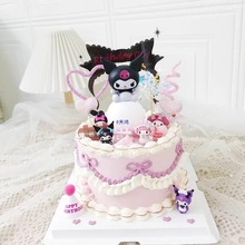 网红凯蒂猫蛋糕装饰摆件发光主题插牌女孩儿童生日烘焙插件配件