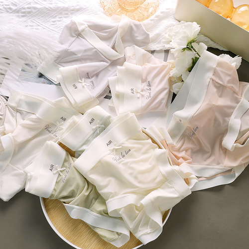 Ultra-thin facial mask pants, nylon seamless ice silk underwear for women, solid color edge, cotton side, quick-drying, one-piece mid-waist triangle