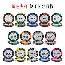 筹码套装 德州皇冠数字筹码 麻将扑克游戏代币 塑料 筹码片筹码