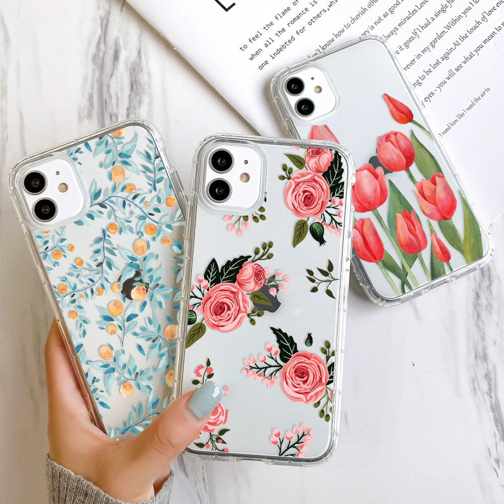 Apple, свежий совместимый чехол для телефона, iPhone13 Pro, прозрачный гибкий тыль, цветы, iphone, оптом