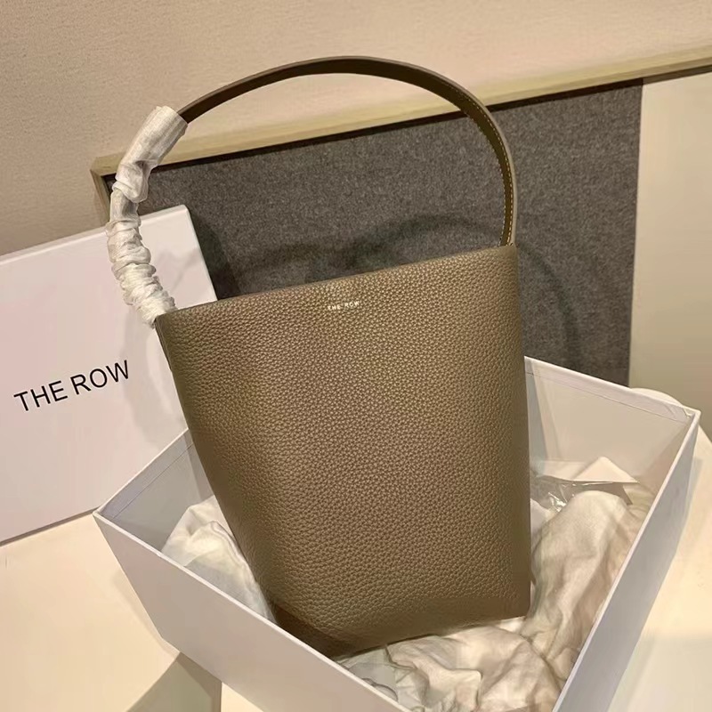 New bucket bag leather women's bag lychee patterned cowhide women's single shoulder large capacity commuting tote bag_voghion.com