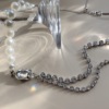 Small design necklace from pearl, short chain for key bag , trend of season, 2021 years, simple and elegant design