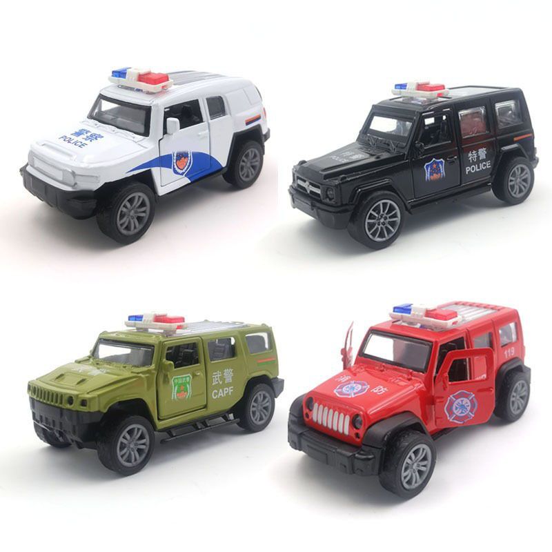 Die casting metal small toy car alloy back Force door police car simulation model children cross-border Amazon