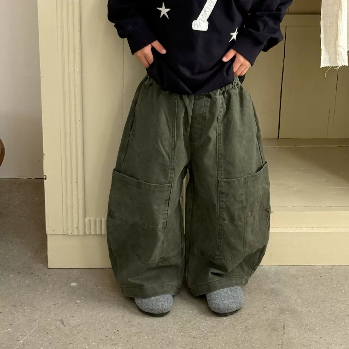 秋季韩版儿童工装裤男女童直筒裤中小童休闲百搭宽松弯刀裤长裤子