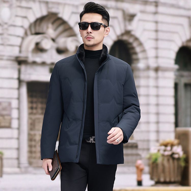 Main push white duck down suit business goose down suit detachable mink collar filling GB 90 white duck down