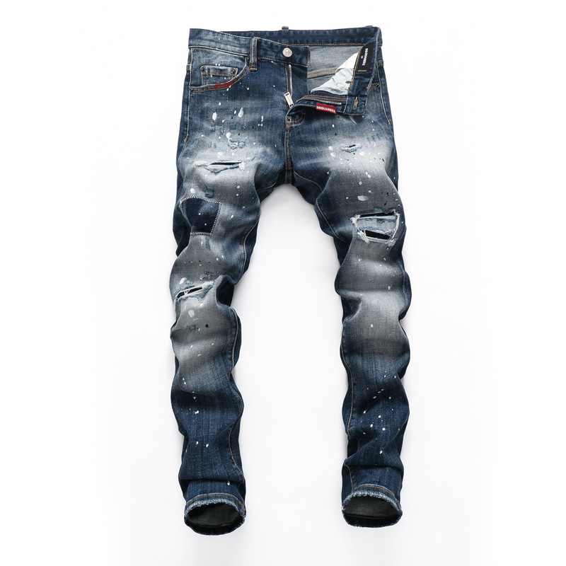 2022 autumn and winter personality low waist small foot quality nightclub big patch hole hole hole hole hole hole beggar D2 Jeans male 2022 autumn and winter personality low waist small foot quality nightclub big patch hole hole hole hole hole hole beggar D2 Jeans male