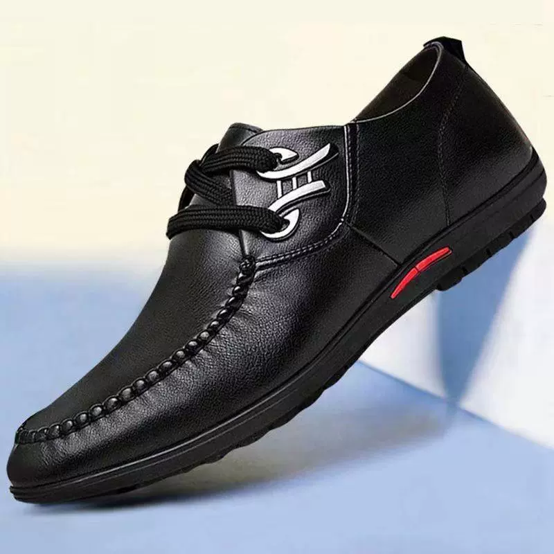 2024 новая дикая мужская кожаная обувь мягкая подошва бизнес повседневная бобовая обувь для работы охранный папа обувь оптом