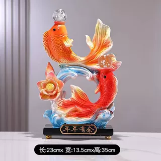 年年有鱼树脂工艺品招财摆件乔迁新居办公客厅开业新房玄关装饰画