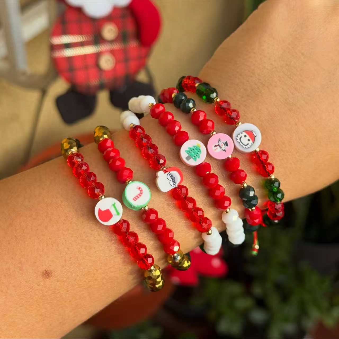 Europa y los Estados Unidos nuevos dibujos animados de Navidad Santa Claus árbol de Navidad perlas de color de Navidad una variedad de cuerdas de mano trenzadas opcionales