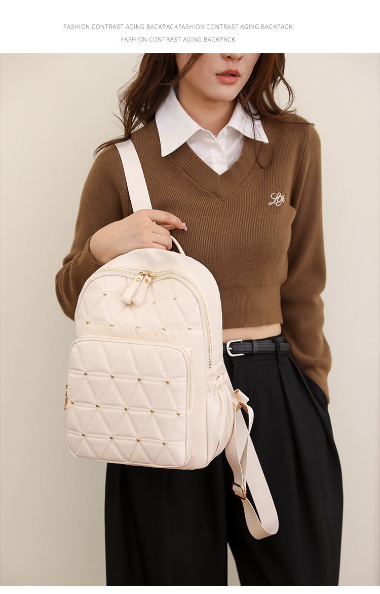 Women's Gender Waterproof 17 Inch Solid Color Daily Women's Backpack