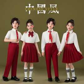 六一儿童合唱团演出服朗诵红歌爱唱祖国红色小学生红领巾服装