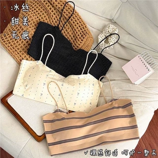 慵懒田园#无痕内衣细肩带美背一体式运动吊带背心薄款舒适内衣女