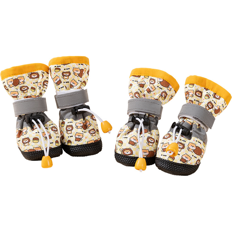 Perro cuatro estaciones fuera lindo dibujos animados perros pequeños zapatos de suela suave de alta altura, zapatos de perros de mascota antideslizantes y resistentes al desgaste
