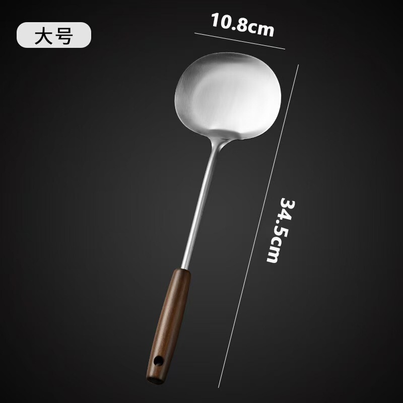 クロスボーダーステンレス鋼キノコスパチュラ家庭用調理昔ながらのキッチン用品スパチュラクルミハンドル火傷防止スパチュラ調理スパチュラ|undefined